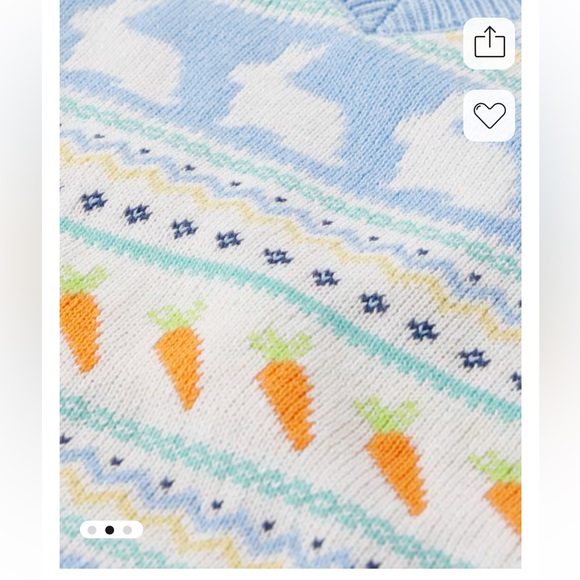 Blue Knit Vest with Bunny and Carrot Pattern - Picture 2 of 2